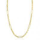 ZINZI gold plated zilveren schakelketting met vijf lange ovale schakels 5,5mm breed 43-47cm ZIC2711G