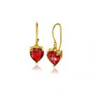 24mm ZINZI gold plated zilveren oorhangers bezet met een rode hartvormige kleursteen ZIO-BF94
