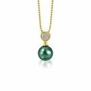 ZINZI zilveren parelhanger geelverguld 18mm witte zirconia's groene parel ZIH1151GG (zonder collier)