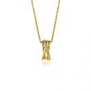 ZINZI gold plated zilveren ketting 42–45cm met luxe cross-over hanger (16mm) bezet met witte zirkonia's ZIC1790Y