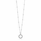ZINZI zilveren ketting met kleine bolletjes en ronde hanger (12mm) met bolstructuur 42-45cm ZIC2704