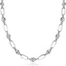 ZINZI zilveren koffieboon schakel ketting 45cm, gecombineerd met lange ovale schakels 7mm breed ZIC2484