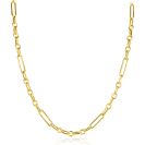 ZINZI gold plated zilveren schakelketting 45cm met opvallende rechthoekige, ovale en ronde schakels ZIC2784G

