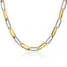 ZINZI bicolor ovale schakelketting met afwisselend gold plated en zilveren schakels 45cm ZIC2668