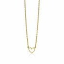 ZINZI zilveren ketting geel verguld open hartje 40-43cm ZIC1420G