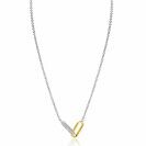 ZINZI zilveren schakelketting met twee verbonden ovale schakels: één gold plated, de ander bezet met witte zirkonia's 42-45cm ZIC2758