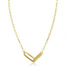 ZINZI gold plated zilveren schakel ketting 45cm met 2 grote ovale schakels, bezet met witte zirconia ZIC2371Y