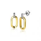 ZINZI zilveren oorstekers extra 14K geel verguld ovaal witte zirconia's 13mm ZIO2248
