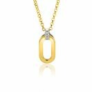 ZINZI zilveren ovale bicolor hanger extra 14K geel verguld witte zirconia's 18mm ZIH2248 (zonder collier)