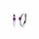 JULI oorringen 13mm zilver met geboortesteen rood robijn zirconia 
