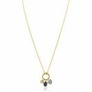 ZINZI gold plated zilveren ketting met ronde sluitring en drie luxe bedels 42-45cm ZIC2737