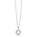 ZINZI zilveren anker ketting met luxe klaver hanger (15mm) rondom bezet met witte zirconia's 45-48cm ZIC2617