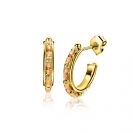 20mm ZINZI gold plated zilveren oorstekers met ronde champagne beads en bewerkte bolletjes ZIO-BF128