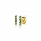 ZINZI zilveren geelvergulde oorknoppen staafje groen 8mm ZIO1689GG