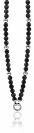 ZINZI collier zwarte beads + zlv.bol met slot