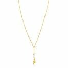 ZINZI gold plated zilveren paperclip Y-collier met witte zoetwaterparel en slang ZIC2761