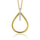 31mm ZINZI gold plated zilveren ovale hanger met luxe opvallend oog, bezet met witte zirconia's ZIH2619 (zonder collier)