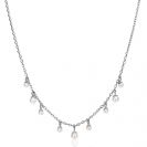 ZINZI zilveren schakelketting met negen ronde witte glasparels in verschillende groottes, speels verdeeld over de ketting 40-45cm ZIC2623