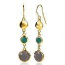 ZINZI zilveren oorhangers 14K geel verguld 50mm ronde vormen groen grijs ZIO2108