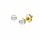 4mm ZINZI gold plated zilveren oorknoppen wit parel ZIO1318Y