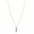 ZINZI gold plated zilveren ketting 42-45cm met luxe peervormige turquoise hanger en blauwe ruitvorm ZIC2745