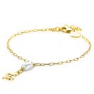 ZINZI gold plated zilveren paperclip schakelarmband met witte zoetwaterparel en slang ZIA2761