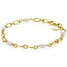 ZINZI gold plated zilveren schakel armband met natuurlijk gevormde zoetwaterparels 19cm ZIA-BF112G