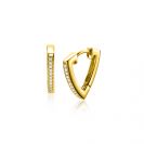 14mm ZINZI gold plated zilveren oorringen driehoeksvorm bezet met witte zirconia's ZIO2607