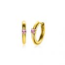 OKTOBER oorringen 13mm gold plated met geboortesteen roze rozenkwarts zirconia 
