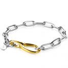 ZINZI zilveren armband met brede paperclip schakel bicolor 19,5 cm ZIA2106