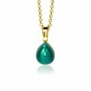 ZINZI zilveren hanger geelverguld groen peervorm 20mm ZIH1934GG (zonder collier)