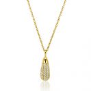 23mm ZINZI gold plated zilveren druppel hanger, bezet met witte zirkonia's ZIH2669Y (zonder collier)