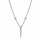 ZINZI zilveren luxe bicolor collier met staafje ruit witte zirconia's 42-44cm ZIC2121