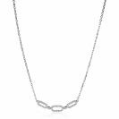 ZINZI zilveren ketting 45cm met drie ovale schakels, bezet met witte zirconia's ZIC2398