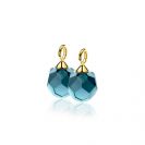 10mm ZINZI gold plated zilveren oorbedels blauwe bead 10mm ZICH266BG (zonder oorringen)