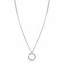 ZINZI zilveren ketting 42–45cm met ronde slang-hanger (15mm), bezet met peervormige witte zirkonia ZIC2722