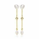 40mm ZINZI gold plated zilveren oorstekers met kettinkje en ovale witte zoetwaterparels ZIO2657