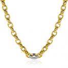 ZINZI gold plated zilveren schakel ketting met een ronde schakel bezet met witte zirkonia's 6mm breed 45cm ZIC2664