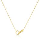 ZINZI gold plated zilveren ketting 45cm met twee verbonden schakels, bezet met witte zirkonia's ZIC2809