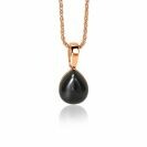 ZINZI zilveren hanger rosé verguld zwart peervorm 20mm ZIH1934RZ (zonder collier)