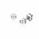 4mm ZINZI zilveren oorknoppen wit parel ZIO1318