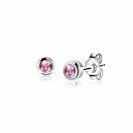 OKTOBER oorknoppen 4mm zilver met geboortesteen roze rozenkwarts zirconia
