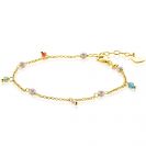 ZINZI gold plated zilveren armband met witte parels en bungelende beads (5,5 mm) in frisse kleuren 17-20cm ZIA2705G