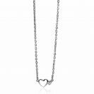 ZINZI zilveren ketting met hartjes zirconia's/zilver 42-45cm ZIC2137