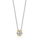 ZINZI zilveren ketting met hanger geelverguld rond wit 40-45cm ZIC1775G
