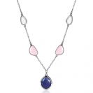 ZINZI zilveren collier 45cm met witte, zachtroze en blauwe kleurstenen in trendy vormen ZIC1998