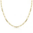 ZINZI zilveren ketting 14K geel verguld paperclip schakel rond witte zirconia 40-45 cm ZIC2079Y
