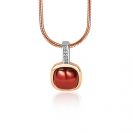 ZINZI zilveren hanger rosé verguld vierkant rood wit ZIH1717