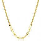 ZINZI zilveren collier extra 14K geel verguld dubbele ketting met paperclip schakels 40-45cm ZIC2262G
