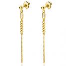 56mm ZINZI gold plated zilveren oorstekers met gourmet schakels en rechthoekige zetting met witte zirconia ZIO2410